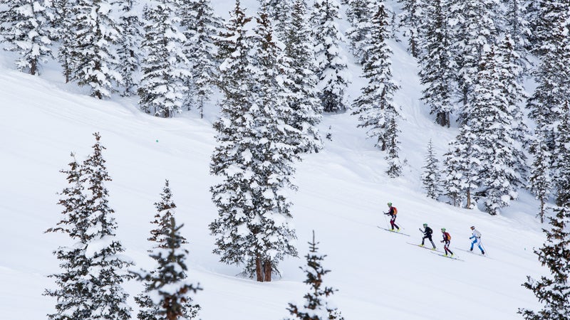 Skimo competitors at the Power of Four race in Aspen.