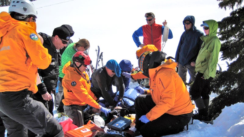 Christine Newman receiving CPR.