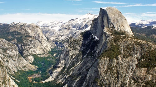 A view of Half Dome from Glacier Point in Yosemite.