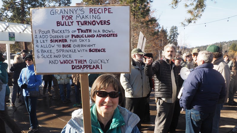 Donna Harris joined the protest in Bend, Oregon.