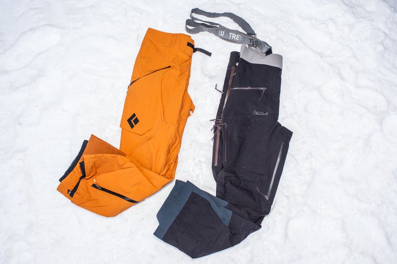 Black Diamond Mission Pro (left), and the Trew Roam 3/4 Bib.