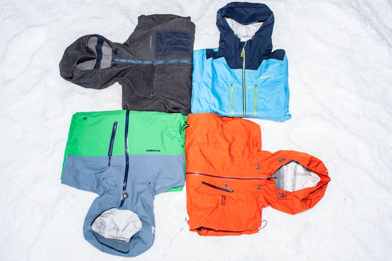 Clockwise from upper left: Voormi Fall Line, Patagonia Reconnaissance, Stio Snotel, Mammut Alvier HS Hooded Jacket.