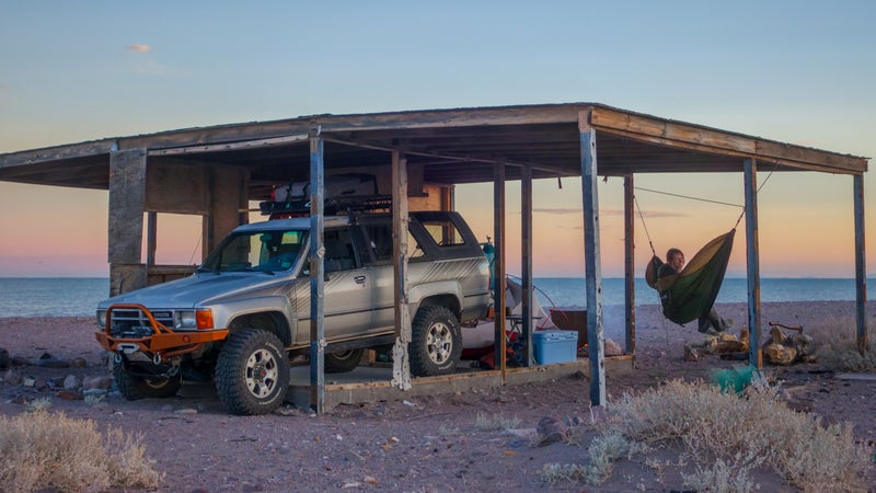 A beach shack in Baja. With the Cooper Discoverers, the 4Runner was able to cross soft sand that would have waylaid most anything else.