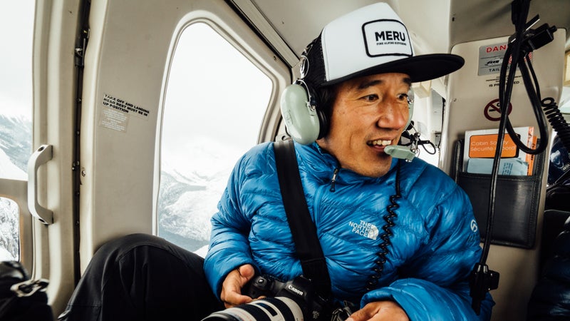 The stoke is high for Jimmy Chin as he prepares to capture aerial photos of Banff National Park.