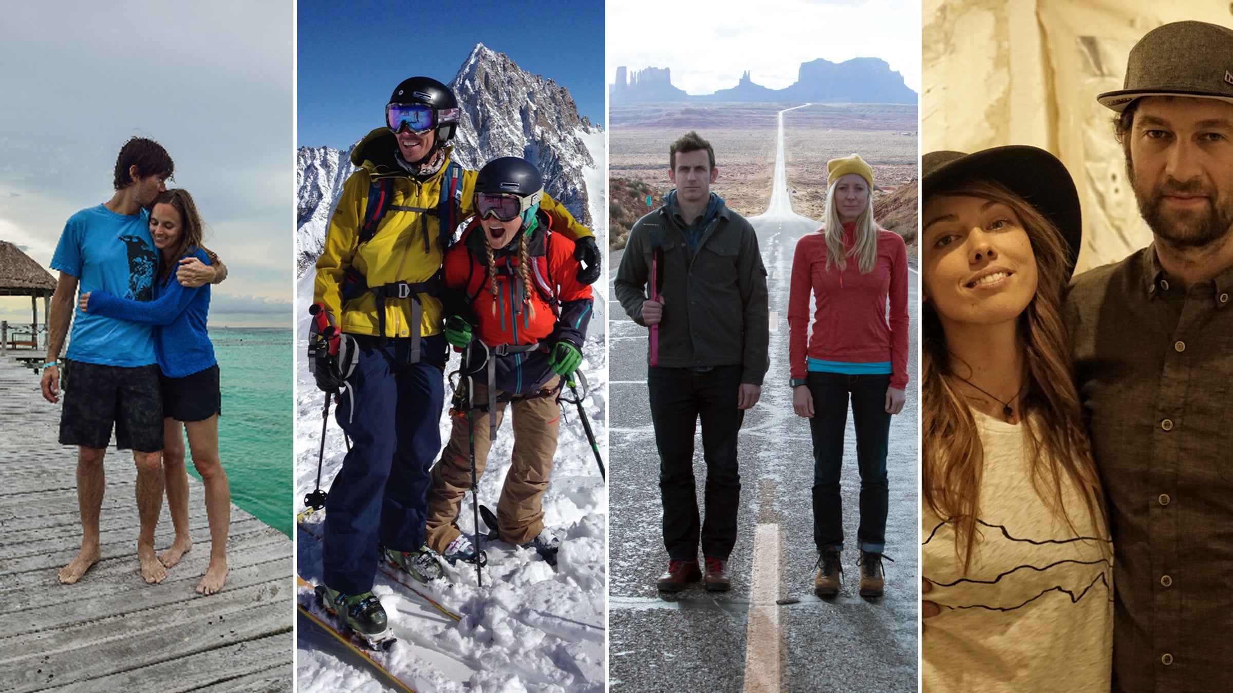 From left: Keith Ladzinski and Dana Richardson; Adrian Ballinger and Emily Harrington; Brendan Leonard and Hilary Oliver; Taylor Rees and Renan Ozturk.