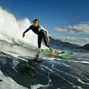 Leonardo Fioravanti surfing in Sardinia, Italy.