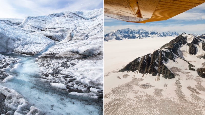 From left: Root Glacier; Bagley Icefield, Wrangell-St. Elias.