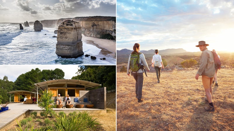 Clockwise from top left: Views Down Under; Hiking; Post-walk R&R.