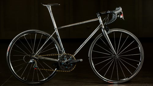 This English Cycles stainless steel road bike weighs a staggeringly light 9.9 pounds, with pedals.