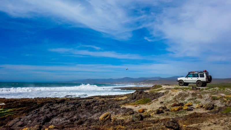 Northern Baja's Pacific coast is covered with steep cliffs leading down to crashing seas. Little beaches are interspersed here and there, many with solid surf breaks. You can access most by 4x4.