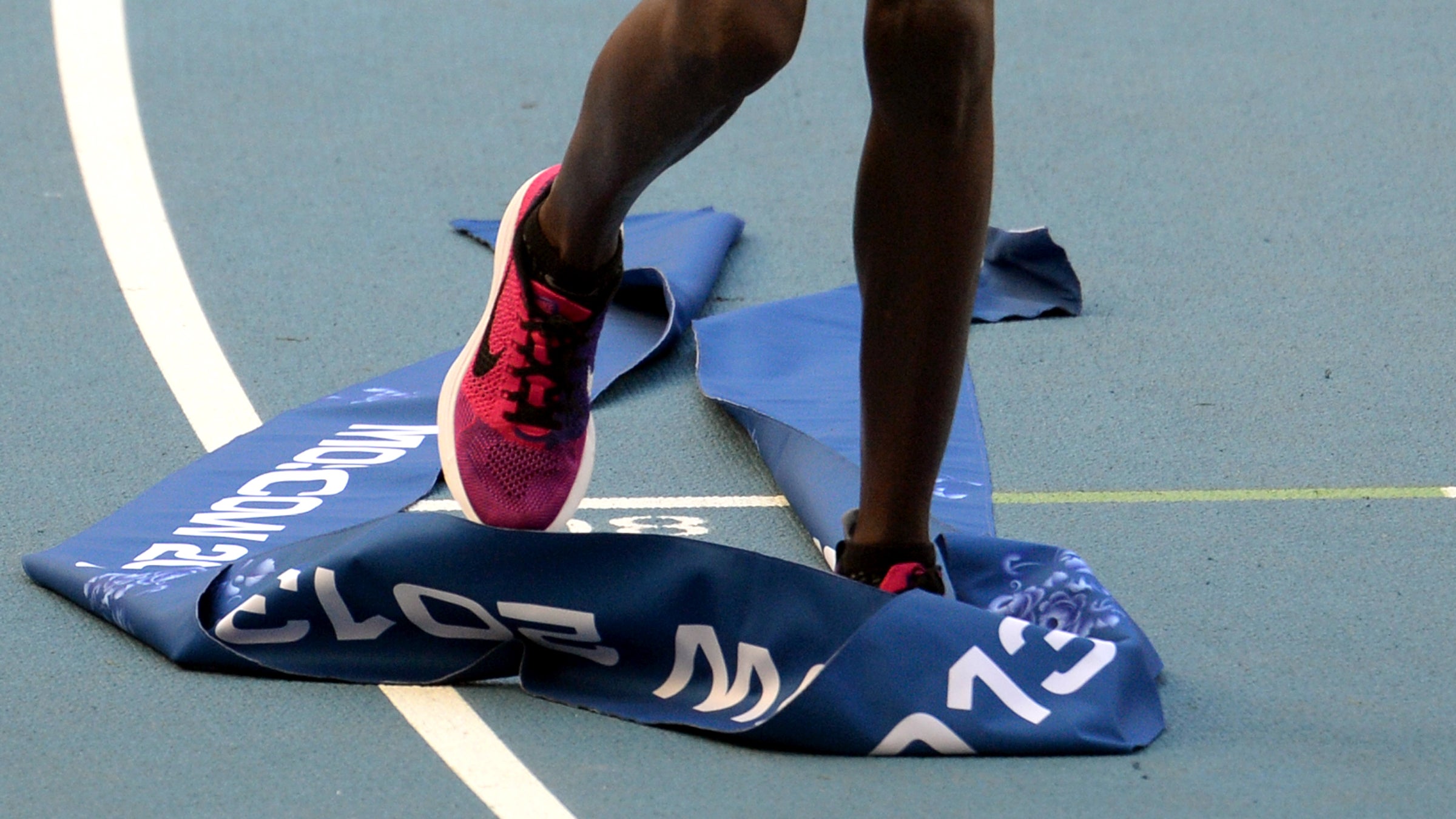 Kenya's Edna Kiplagat celebrates after winning the women's marathon at the 2013 IAAF World Championships.