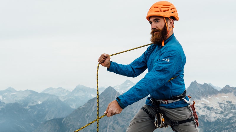 Chris demonstrates a body belay.