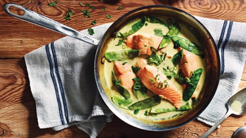 Green Curry Braised Salmon from Salmon: Everything you Need to Know + 45 Recipes