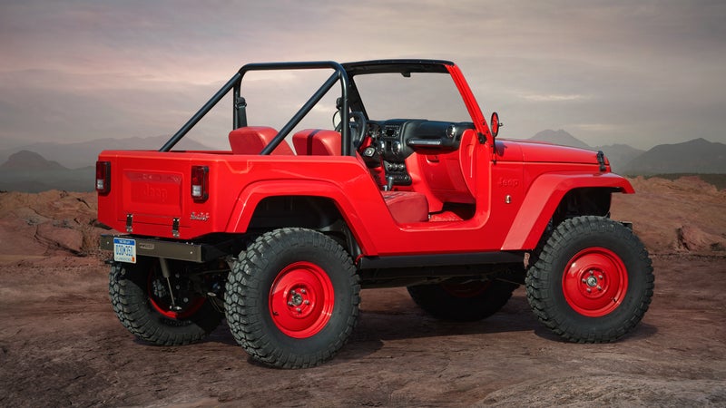 The Shortcut cuts the overhangs off the current Wrangler and wraps it in retro, CJ-style styling. Allen says retro isn't a direction Jeep will be going in for these upcoming products.