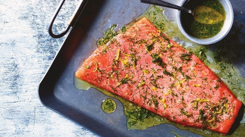 Salmon a la plancha, a recipe from 'Salmon: Everything You Need to Know.'