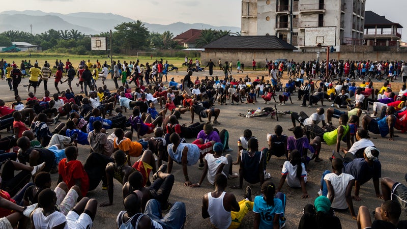 Approved sites host massive aerobics workouts.