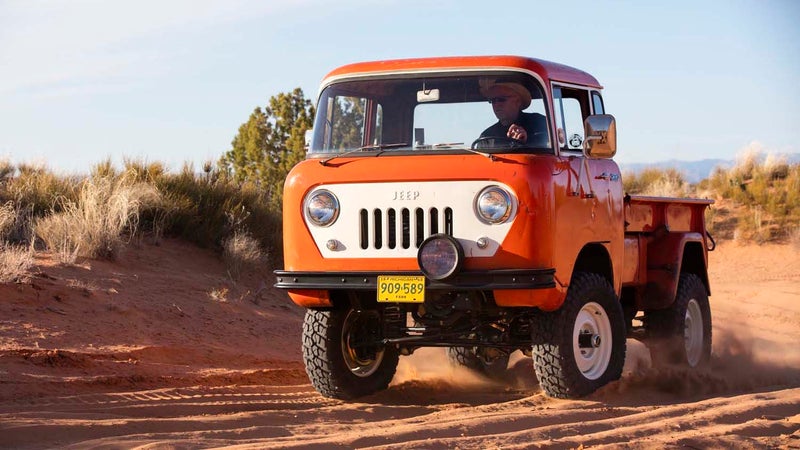 The Jeep FC150 concept being driven through Moab, Utah.