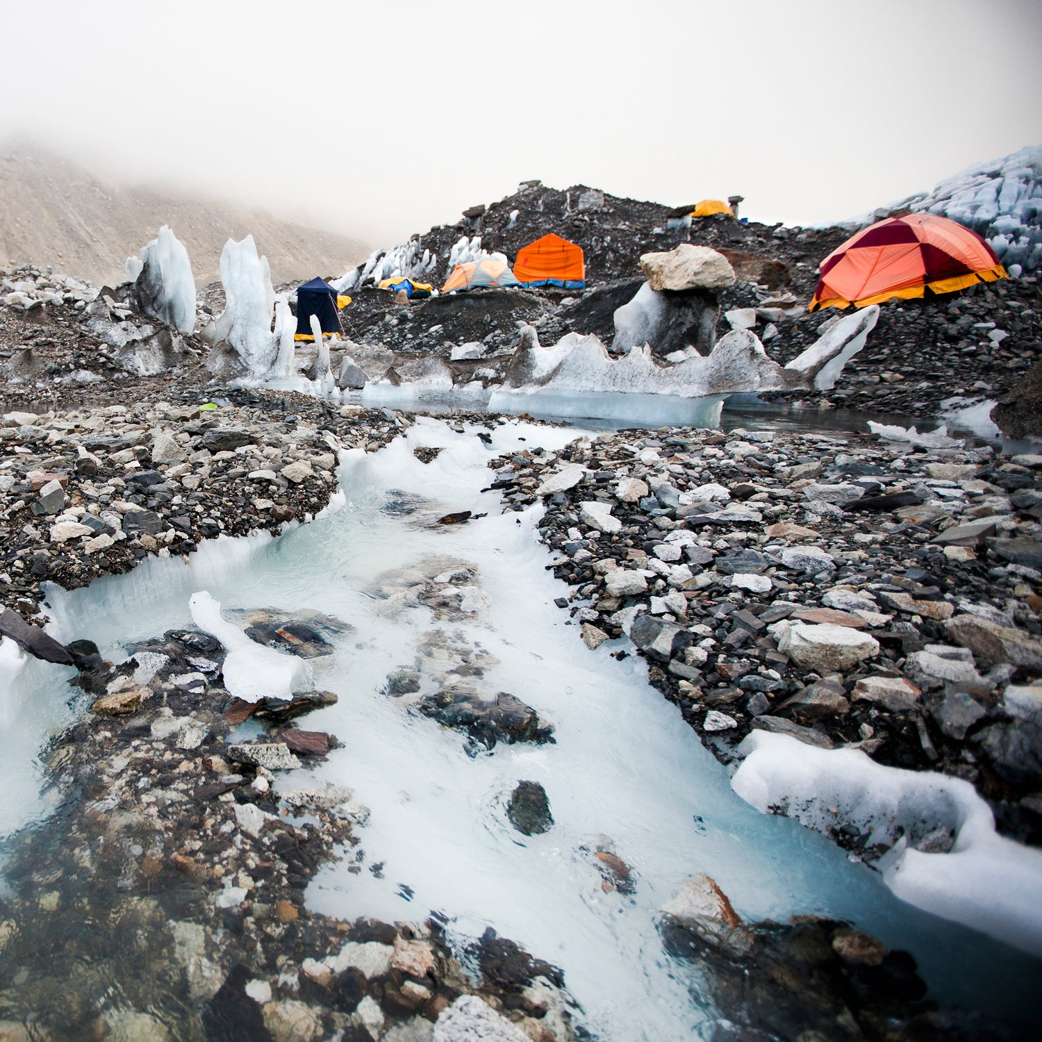 Glacial melt at Everest base camp.