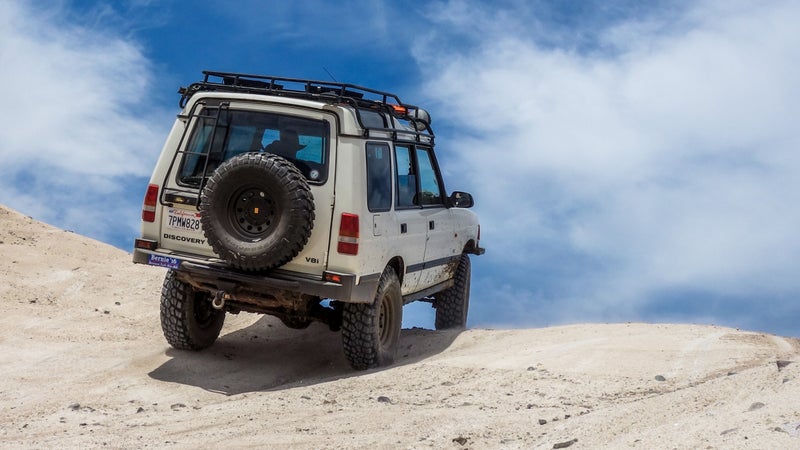 Wes climbs the big rock on Pronghorn Trail at the Hungry Valley SVRA.