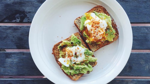 An egg with avocado toast has plenty of protein—just make sure to add a little sea salt.