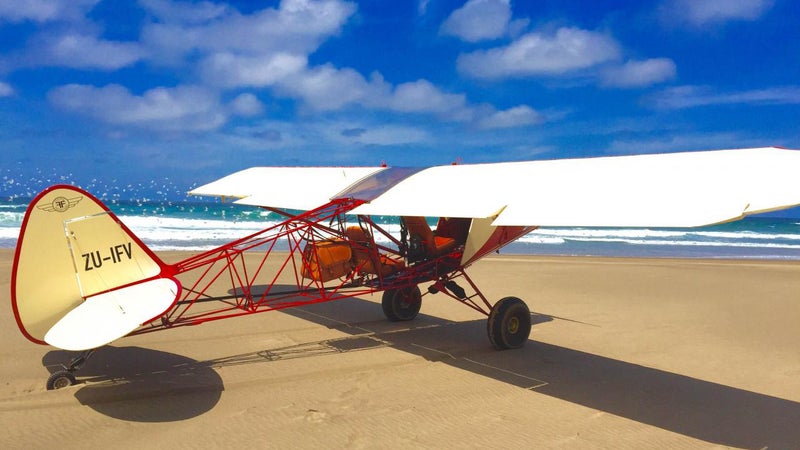 Passengers ride behind the pilot in this narrow (the "cabin" is only 23.6 inches wide) plane.