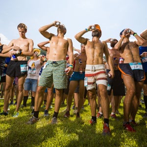At the Oskar Blues-run Beer Relay, teams must complete as many 5K laps as possible in four hours, chugging beers in between.