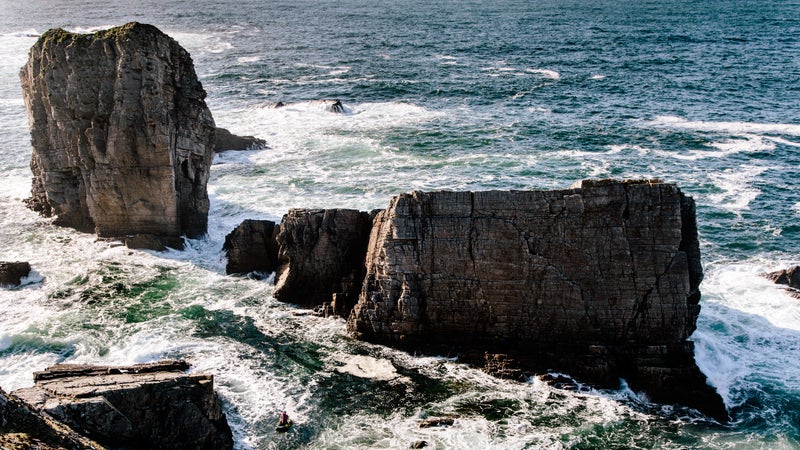 Iain Miller approaching Ber Stack (far right), one of many climbs on the Donegal coast.