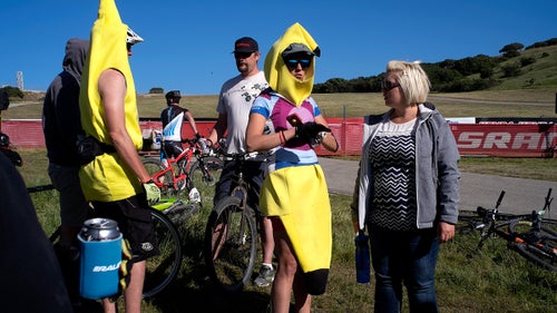 None of the fruit podiumed during the first-ever eMTB race at Sea Otter, but they still seemed to enjoy the experience.
