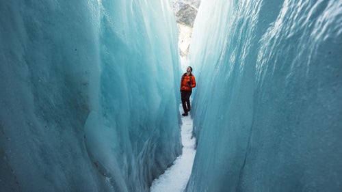 Franz Josef Glacier, and its neighboring Fox Glacier, are popular tourist destinations.They flow nearly to sea level, making them some of the easiest glaciers to reach via foot in the world. Franz Josef Glacier, pictured here, stretches nearly seven miles along New Zealand鈥檚 South Alps. Lolos took guided tours of both glaciers in May, which is late autumn in New Zealand. He took a helicopter to the top of the Franz Josef Glacier to explore the bright blue caves and crevasses for a couple hours. 鈥淚t was another world,鈥 says Lolos. 鈥淲e were like kids in a playground we鈥檇 never seen before.鈥