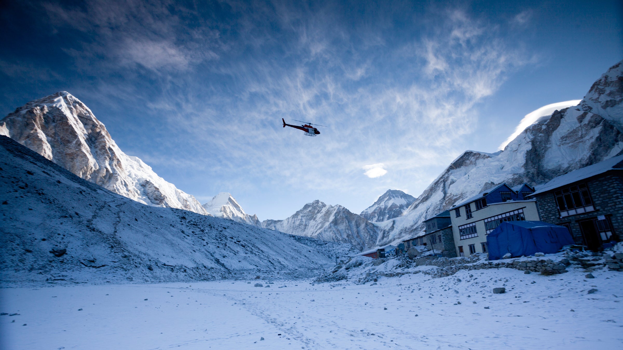 Helicopters are now being used to transport gear from Everest Base Camp to Camp I.