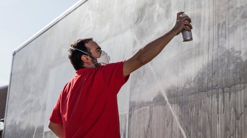 Artist Daniel Mu帽oz switches between drawing and creating murals in his everyday work. His truck highlights the intersection of those skills; the enamel painting appears like a pencil drawing from afar, but features tons of details and fine lines as you get closer to the work.