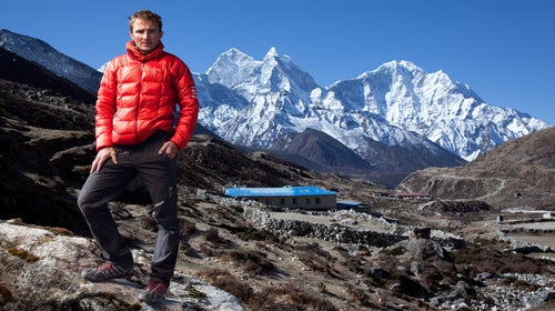 Ueli Steck at the base of Everest in April 2012.