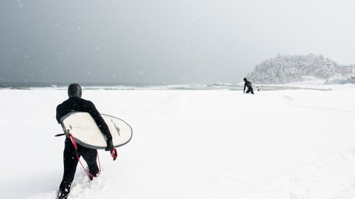 Long considered a layover spot on the way to more conventional surf destinations, South Korea is now home to a burgeoning year-round surf scene. During the winter months, the country offers up about 1,500 miles of empty potential—though you may have to trudge through snow to get to the water, as these pictures from the Demilitarized Zone (DMZ) attest to.