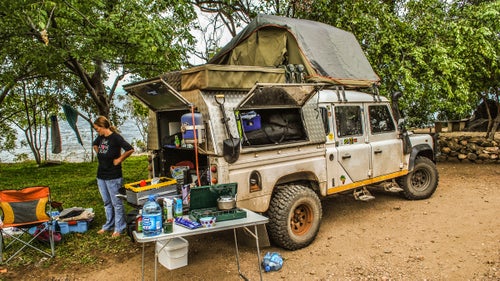 Camping in Zambia. Hippos, the most dangerous animal in Africa, often frequented the camp.