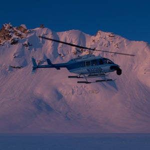 The GSS stabilized camera platform mounts to a helicopter and accommodatse ultra-high-definition, 4K cameras like the Red Epic.