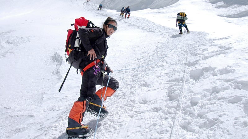 Lhakpa Sherpa makes her way up to Camp I on Everest's north side in 2004.
