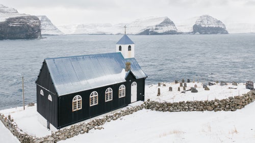 Church of Kirkja on Fugloy Island. Population: 9.