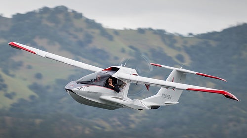 Travis soars of northern California's Lake Berryessa.