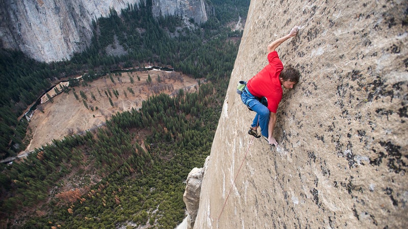 Tommy Caldwell on Pitch 19, rated 5.13d. After spending 19 days on the wall, Tommy Caldwell and Kevin Jorgeson reached the summit of El Capitan in Yosemite National Park for their historic first free ascent of the Dawn Wall (VI 5.14d) on January 14, 2015.