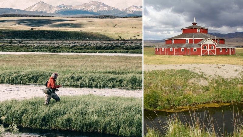 From left: Hunting for big browns in Montana; Montana skyscraper.