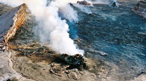 Hike to the volcano's rim, then chow on local fare.