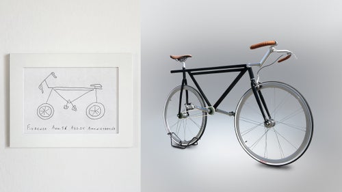 I really fell in love with this design from Fiorenza. I forgave her for forgetting that wheels are attached by the hub and not the tire (a frequent mistake), but I couldn鈥檛 resist the way the handlebar connects to the fork.