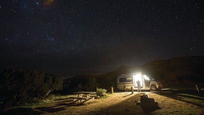 RV life: Pro skier Brody Leven and filmmaker Adam Clark took an adventure road trip through Utah and Colorado in search of powder, single track, and world-class climbing.