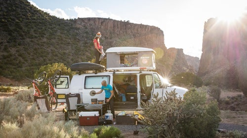 Macky Franklin and Syd Schulz created the ultimate van for mountain biking adventures — all without breaking the bank.