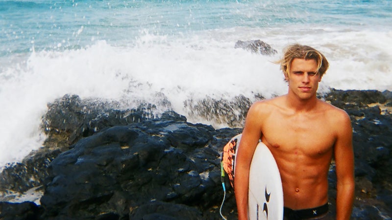 Surfer Koa Smith, who practices Hof's breathing techniques to ease his nerves.