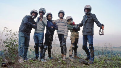 Some of the group during their Hanoi motorcycle trip.