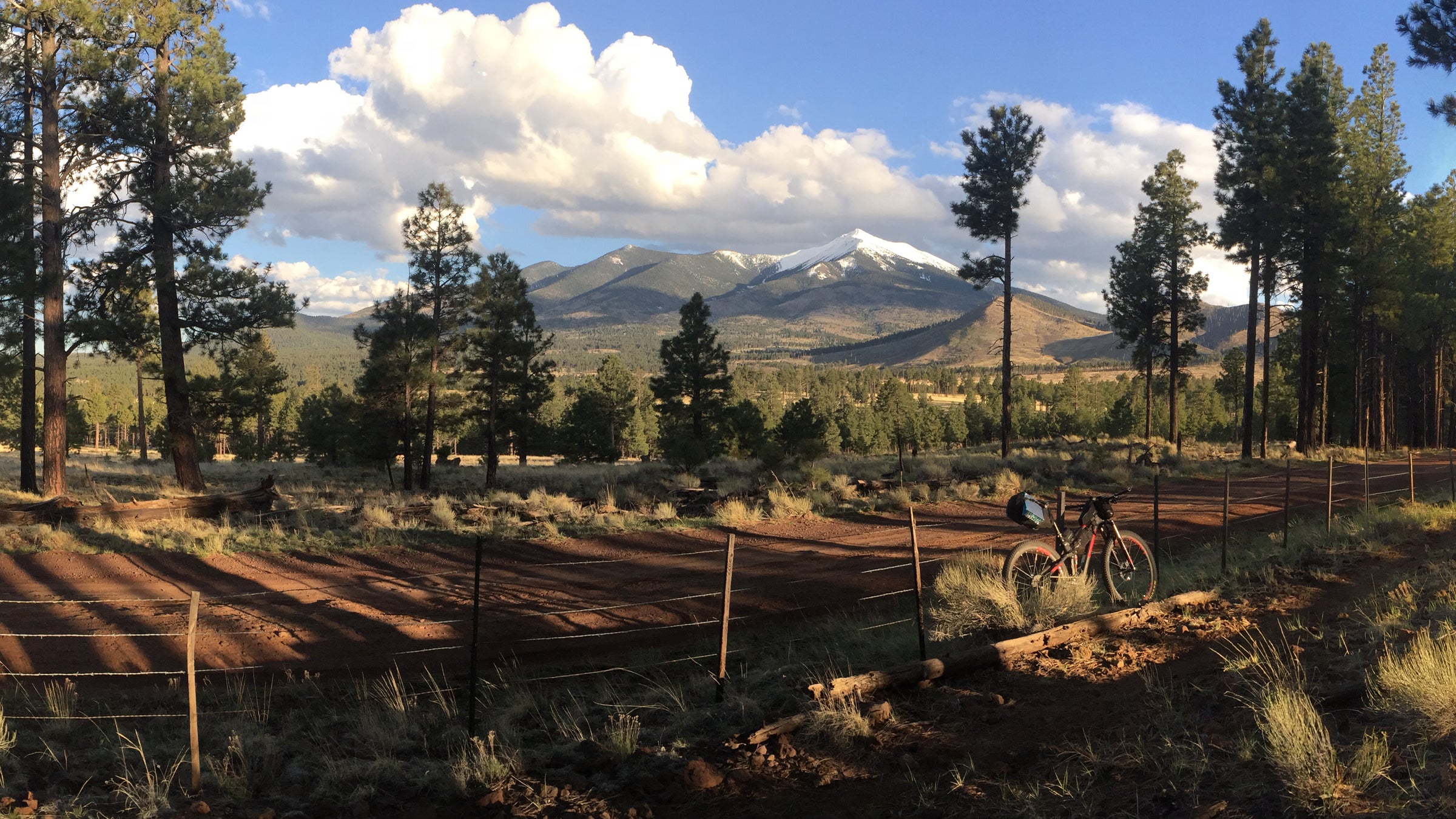 On the northwest flanks of Humphreys Peak at sunset, with hours to go before reaching Flagstaff.