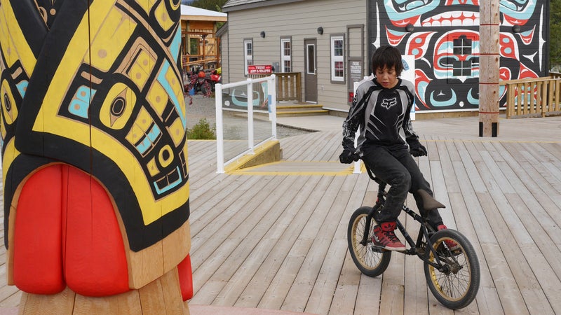 Mckenzie Smarch, a member of the Carcross trail crew.