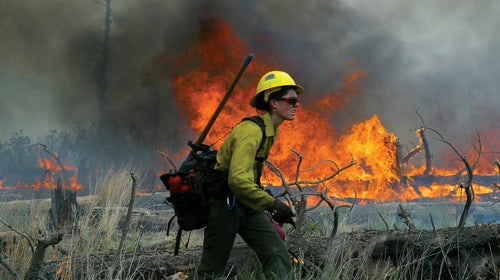 Stephanie Windle, a member of the La Grande (Oregon) Hotshots, on the 2011 Las Conchas Fire in New Mexico—at the time, the second-largest in state history.