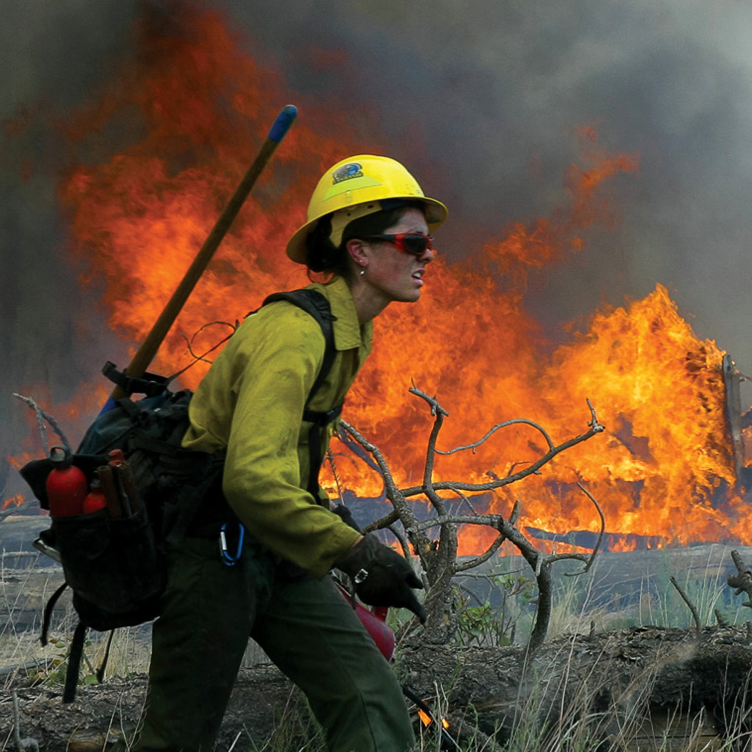 Stephanie Windle, a member of the La Grande (Oregon) Hotshots, on the 2011 Las Conchas Fire in New Mexico—at the time, the second-largest in state history.